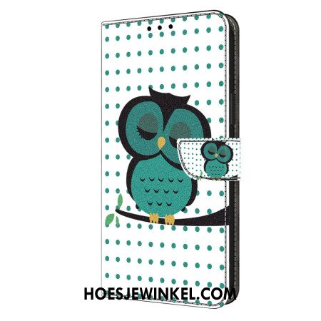 Leren Hoesje Voor Oppo A98 5g Slapende Uil