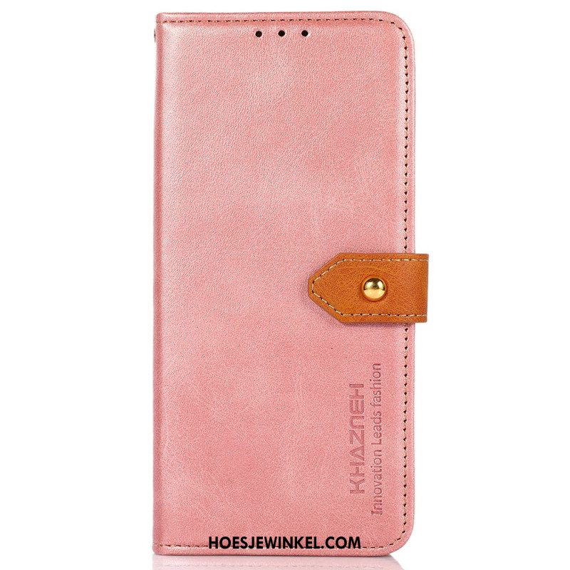 Leren Hoesje Voor Oppo Reno 11 5g Gouden Magnetische Sluiting Khazneh