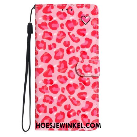 Leren Hoesje Voor Samsung Galaxy A16 5g Roze Luipaard