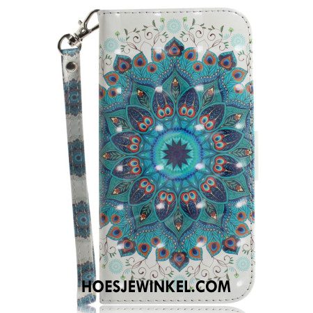 Leren Hoesje Voor Samsung Galaxy S24 Fe Groene Mandala Met Bandje