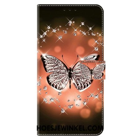 Leren Hoesje Voor Xiaomi 14 Kristallen Vlinders