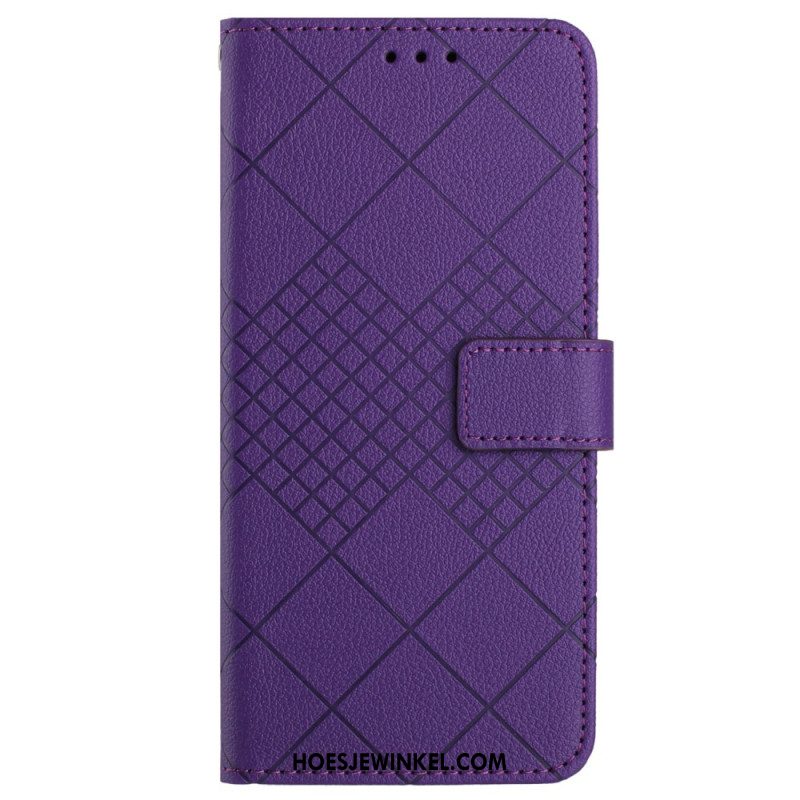 Leren Hoesje Voor Xiaomi Redmi Note 13 4g Diamantpatroon Met Bandjes