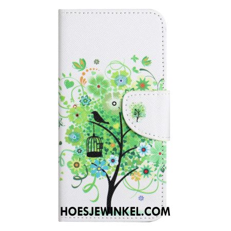 Leren Hoesje Voor Xiaomi Redmi Note 13 Pro 5g Groene Boom