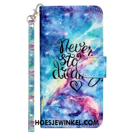 Leren Hoesje Voor iPhone 16 Plus Never Stop-riem