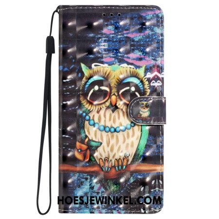 Leren Hoesje Voor iPhone 16 Plus String Uil