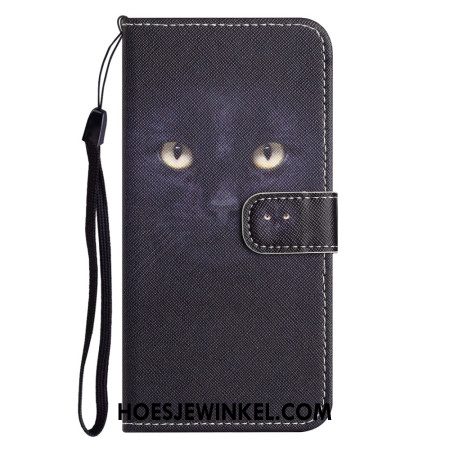 Leren Hoesje Voor iPhone 16 Pro Max Kattenogen Met Bandjes