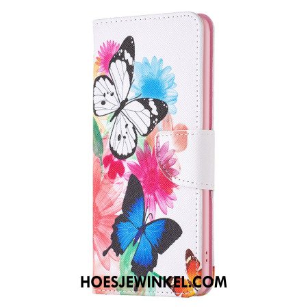 Leren Hoesje Voor iPhone 16 Pro Max Twee Vlinders