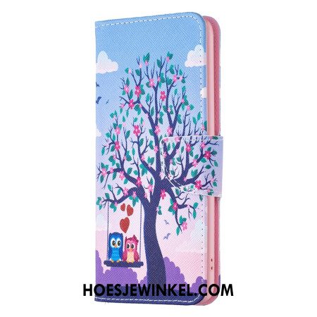 Leren Hoesje Voor iPhone 16 Pro Twee Uilen