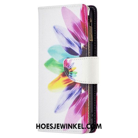 Leren Hoesje Xiaomi Redmi Note 13 Pro 4g Portemonnee Met Aquarelbloemen En Riem Bescherming Hoesje