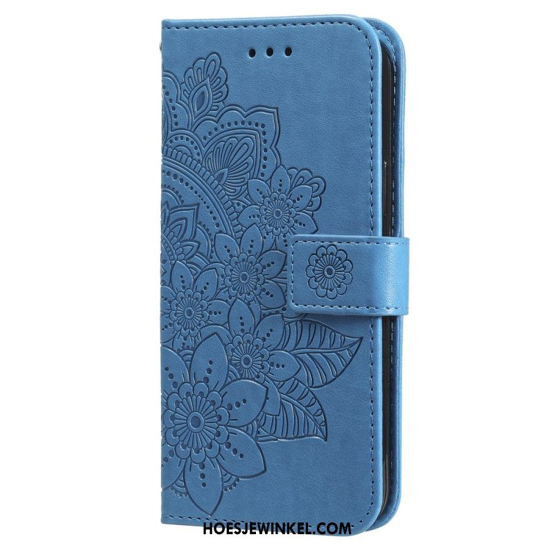 Leren Hoesje Xiaomi Redmi Note 13 Pro Plus 5g Bloemmotief Met Riempje Bescherming Hoesje