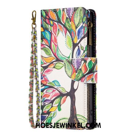 Leren Hoesje iPhone 16 Plus Levensboom Portemonnee Bescherming Hoesje