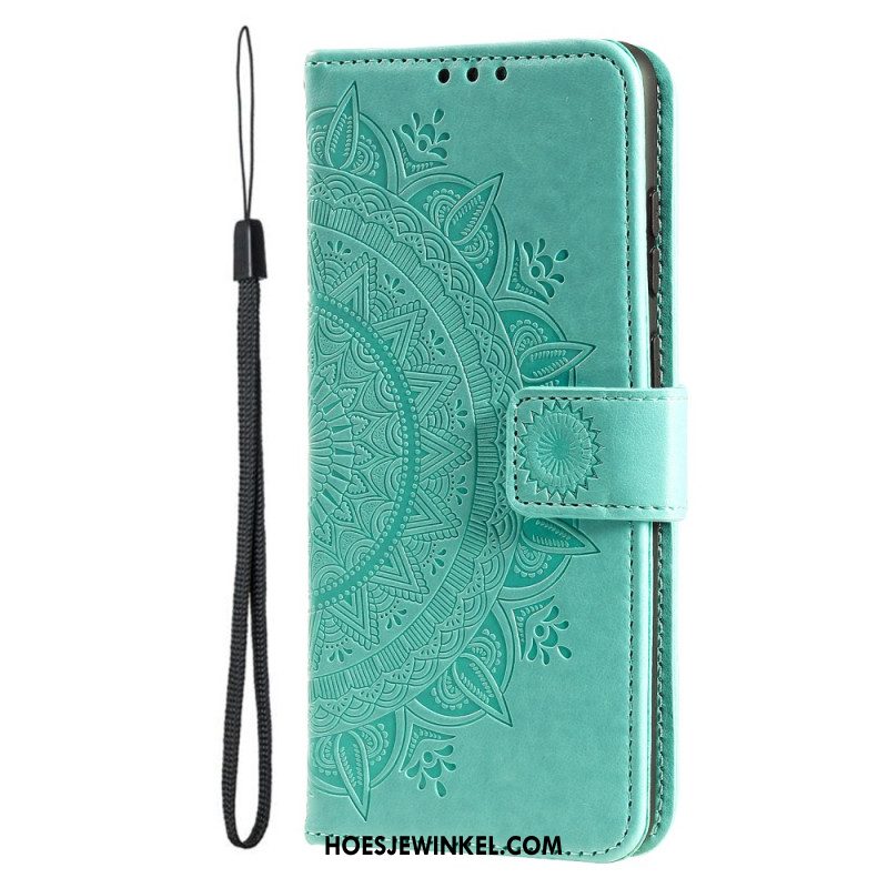 Leren Hoesje iPhone 16 Plus Mandala-zon Bescherming Hoesje