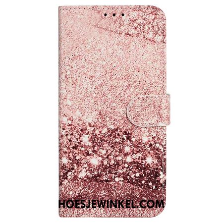 Leren Hoesje iPhone 16 Plus Roze Marmerpatroon