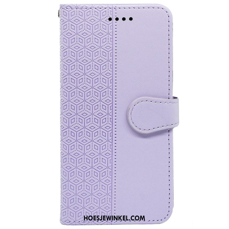 Leren Hoesje iPhone 16 Pro Kubisch Raster Bescherming Hoesje