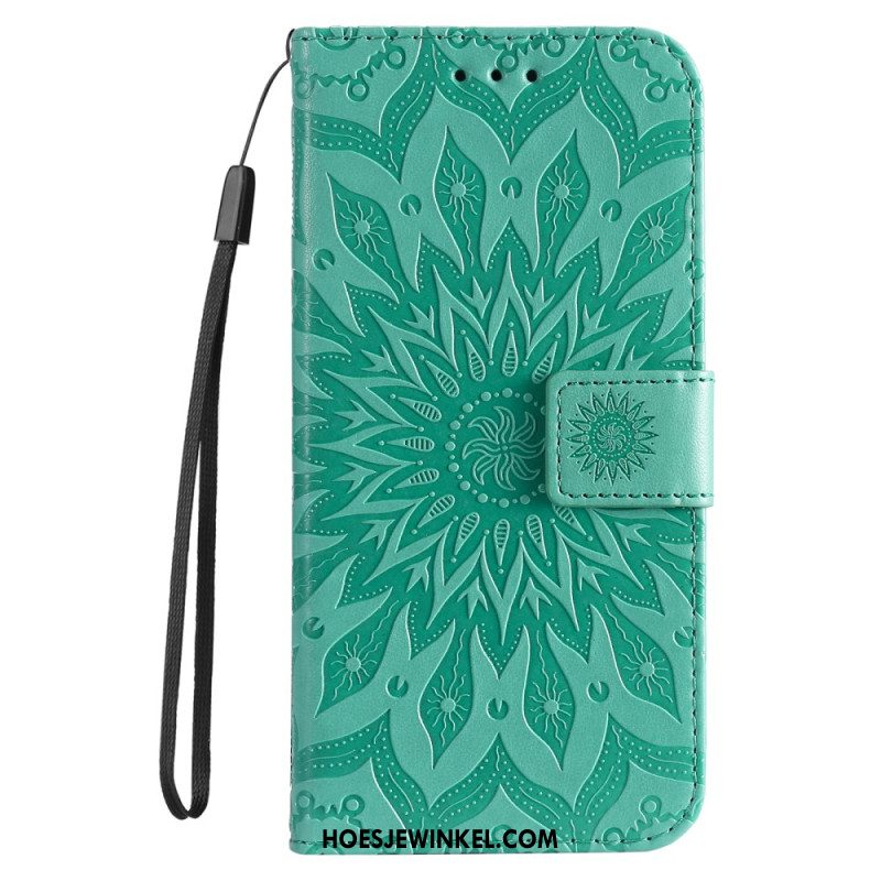 Leren Hoesje iPhone 16 Pro Mandala Met Koord