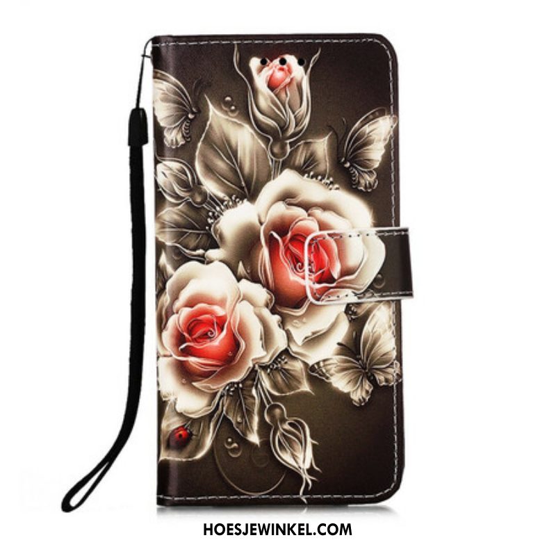 Leren Hoesje voor iPhone 13 Mini Gouden Rozen